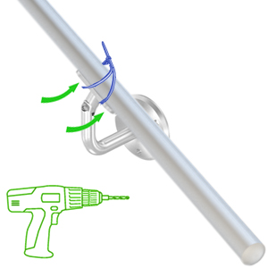 Fixiere mit Kabelbindern das Handlauf Rohr