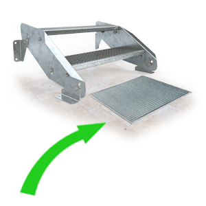 Bausituation Eingangstreppe mit Maschenrost Fußabtreter