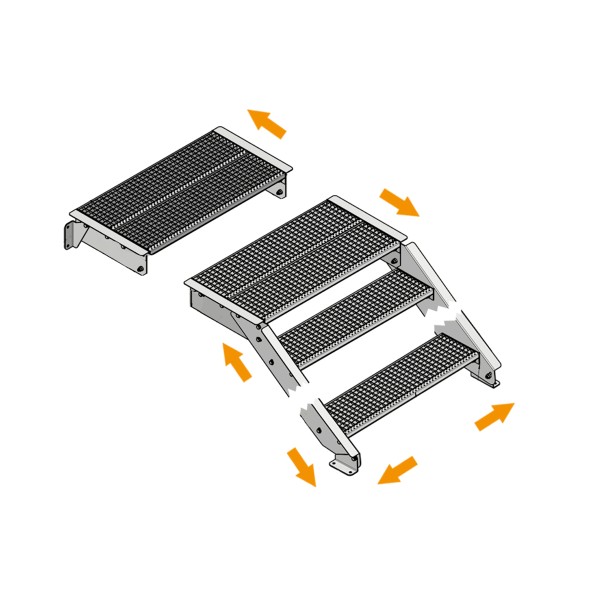 Bausatztreppe Stufenanzahl wählbar und variabel kombinierbar mit Podest