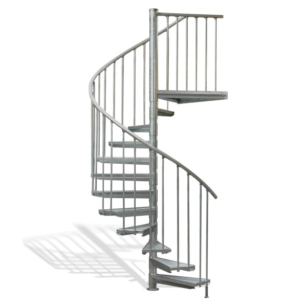 Stahl Wendeltreppe feuerverzinkt 12 Stufen 71 cm Stufenbreite, Industrieware Bausatz